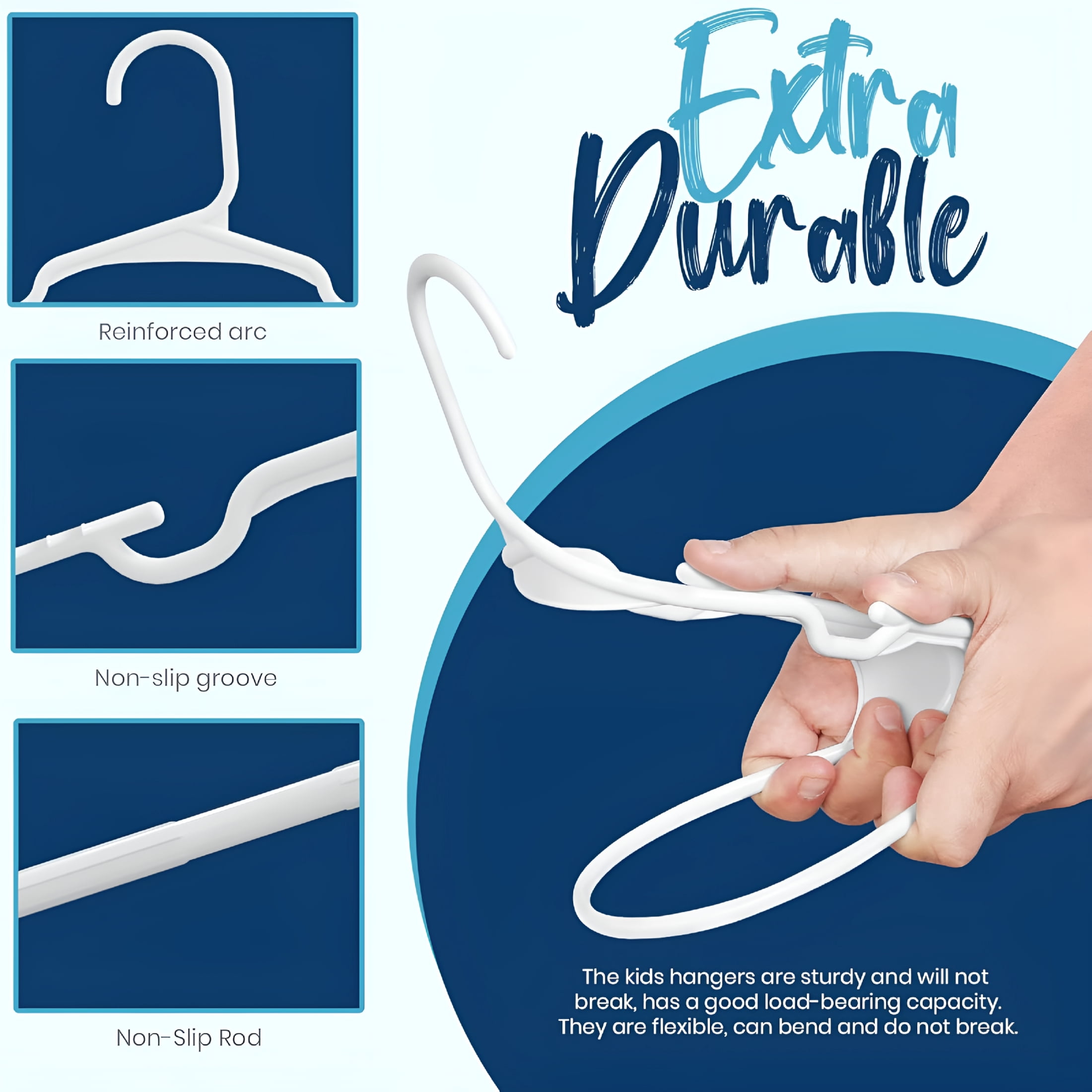 XIBUFE 60 Pack Kids Hangers-11.5 Inch Plastic Baby Hangers for Closet-Childrens Hanger for Clothes&Infant Hanger for Closet (White)