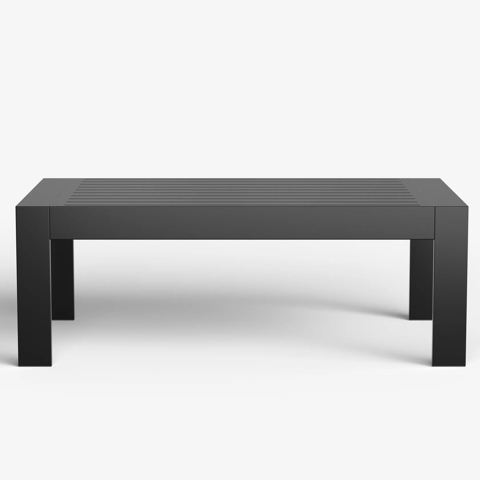 LayinSun Aluminum Outdoor Patio Coffee Table Modern Rectangle All-Aluminum End Table with Metal Frame