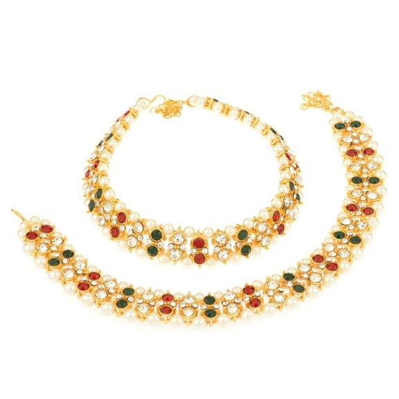 Efulgenz Indian Jewelry Boho Crystal Anklets Barefoot Sandals Adult Ankle Bracelet Payal Anklet Set