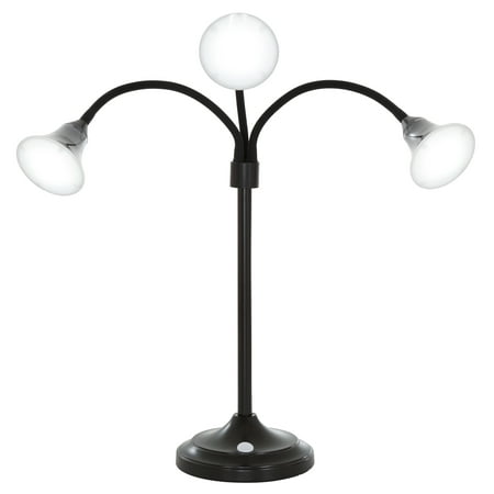 3 Head Desk Lamp, LED Light with Adjustable Arms, Touch Switch and Dimmer (Black) by Lavish Home