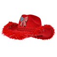 thumbnail image 3 of Yvsxxv Red Patriotic Star Bow Western Cowgirl Hat, Independence Day Party Hat, 1 Pc, 3 of 7