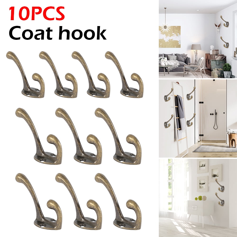 10/20X Wall Mounted Hook Single Robe Coat Holder Key Hanger w/40 Pieces Screws 