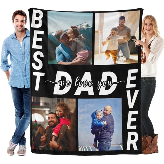 AISENIN Personalized Fathers Day Blanket with Photo Customized Dad Gifts Custom Pictures Throw Blankets for Dad Father Grandpa Daddy Papa Birthday Christmas