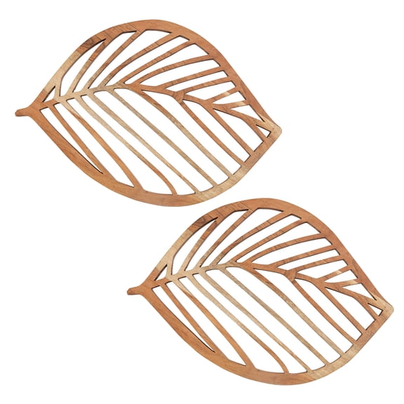 Split P Leaf Wood Charger Set of 2