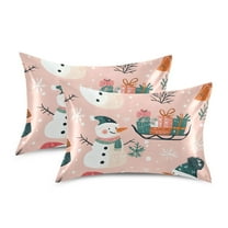 Yayeee Pillowcase Standard Size Set of 2 Satin Wrinkle Resistant Pillow Case, Christmas Snowman