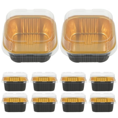 40 Sets Aluminum Foil Cake Box Boxes Barbecue Pans Baking Container Disposable Muffin Tins with Lids Liners