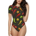 thumbnail image 1 of Balery Chili2 Body de cuello redondo de manga corta para mujer Tops de manga corta Tops básicos-Large, 1 of 7