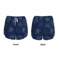 thumbnail image 3 of Balery Snowflake Dark Blue Pantalones cortos deportivos para mujer con forro y dos bolsillos, elásticos, para entrenamiento, gimnasio, yoga-Large, 3 of 7