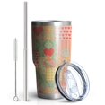thumbnail image 2 of 30oz Pioneer Flower Floral Print Pattern Tumbler, Double Wall Vacuum Insulated Cup, BPA-Free Leak Proof Lid & Reusable Straws, Hot 12h, Cold 34h, 2 of 6