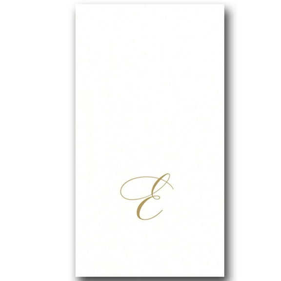 Paper Linen Airlaid Initial E White Pearl Guest Napkins 24pk
