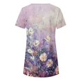 thumbnail image 4 of Blusas de Manga Corta para las Mujeres Botón Impreso Cuello Redondo Top Casual, Blusas para las Mujeres Casual, 4 of 5