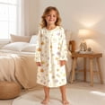 thumbnail image 2 of JIAYUE Girl Kids Nightgown Comfortable Lightweight Breathable Halloween Funny Print Long Sleeve Ruffle Round Neck Button Front Loose Fit Cute Pajamas For Party Family Indoor Loungewear, 2 of 5