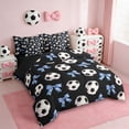 thumbnail image 2 of Erosebridal Ball Games 7 Pieces Bedding Comforter Set For Football Boys,Blue Cute Bows Girls Full Bedding Set,Reversible Black, 2 of 7