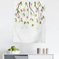 thumbnail image 1 of Floral Tapestry, Branch with Flowers Leaves Cartoon Illustration Happy Summer Nature Art, Fabric Wall Hanging Decor for Bedroom Living Room Dorm, 5 Sizes, Pink Green, by Ambesonne, 1 of 1