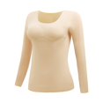 thumbnail image 2 of DuoJiaJ Women's Thermal Shirts Lined Long Sleeve Underwear Yellow XXL, 2 of 5