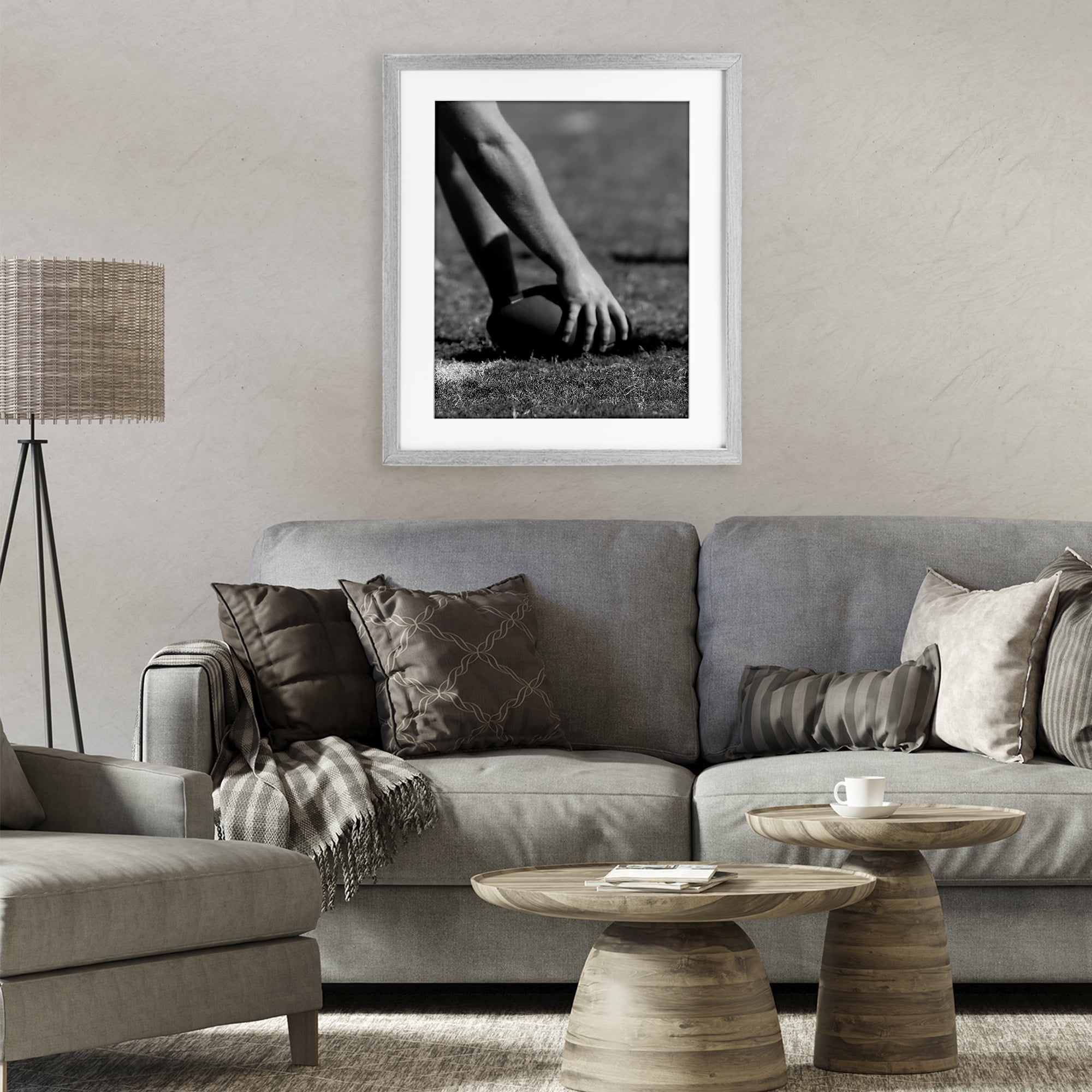 Stupell Industries Football Hike in Action Gray Framed Print Under Glass, design by Marcus Prime