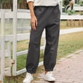 thumbnail image 2 of Frostluinai Cargo Pants For Women Fashion Women'S Solid Casual Cotton And Linen Pocket Long Cargo Pants, 2 of 5