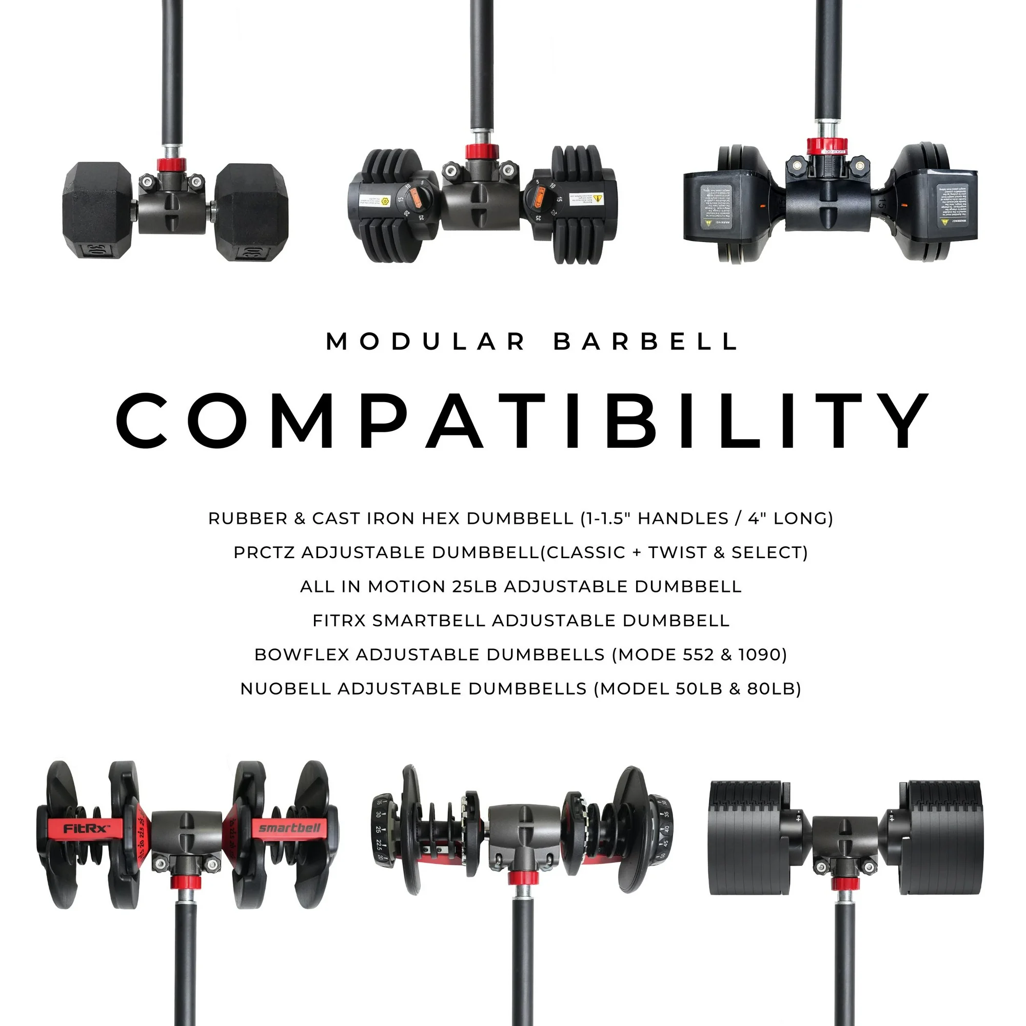 PRCTZ Modular EZ Curl Barbell Converter, Weight Lifting Curl Barbell, Biceps and Triceps, Dumbbell to Barbell Converter, Built-in Resistance Tube Adapter 200 Pound Capacity