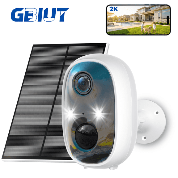 2K Solar Security Camera, Security Cameras Wireless Outdoor, 2.4G WiFi Cameras for Home Security, Motion Detection, Color Night Vision, Waterproof