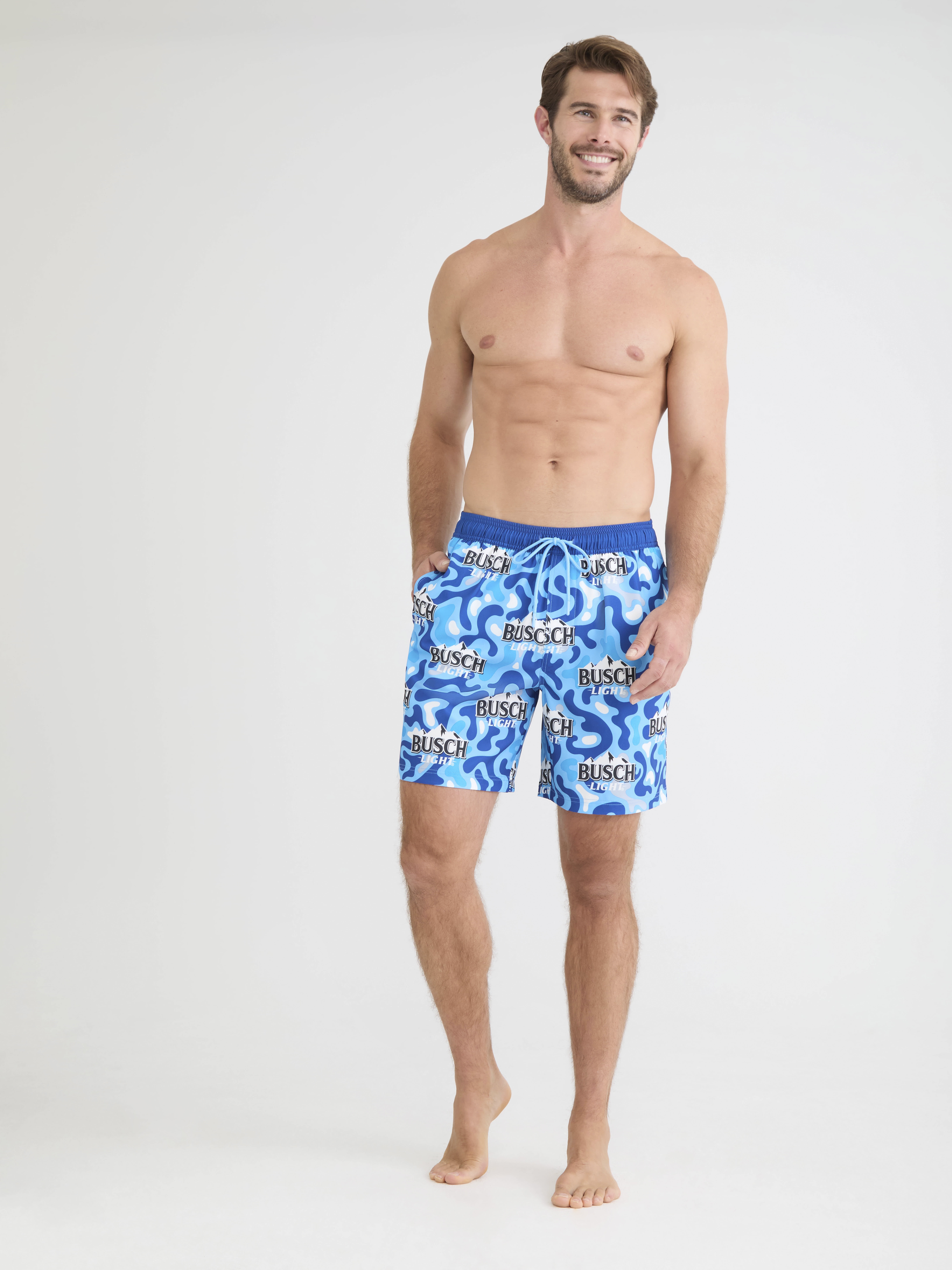 Busch Light Men's Printed Swim Board Shorts, Sizes S-3XL