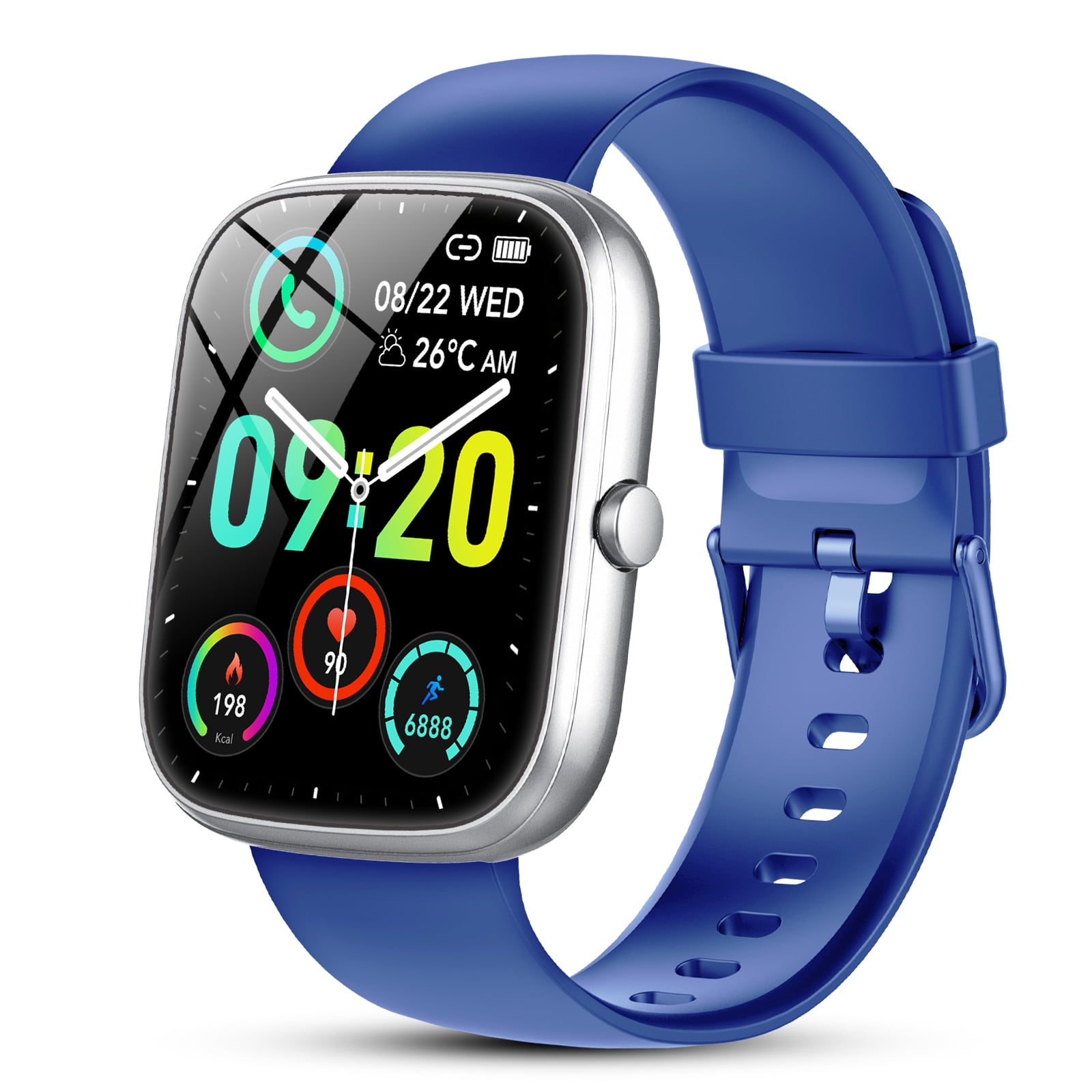 Smart Watch Fits for Android and IPhone, IP68 Waterproof Smartwatch for Women Men 120 Sports Modes 1.91-inch Fitness Tracker, Smart Watch with Bluetooth Call(Answer/Make Calls), for Gift Blue