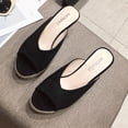 thumbnail image 6 of Fesfesfes Womens Slides Women's Summer One-line Wedge Heel Sandals Suede Solid Color Woven Slippers For Women 7(39), 6 of 6