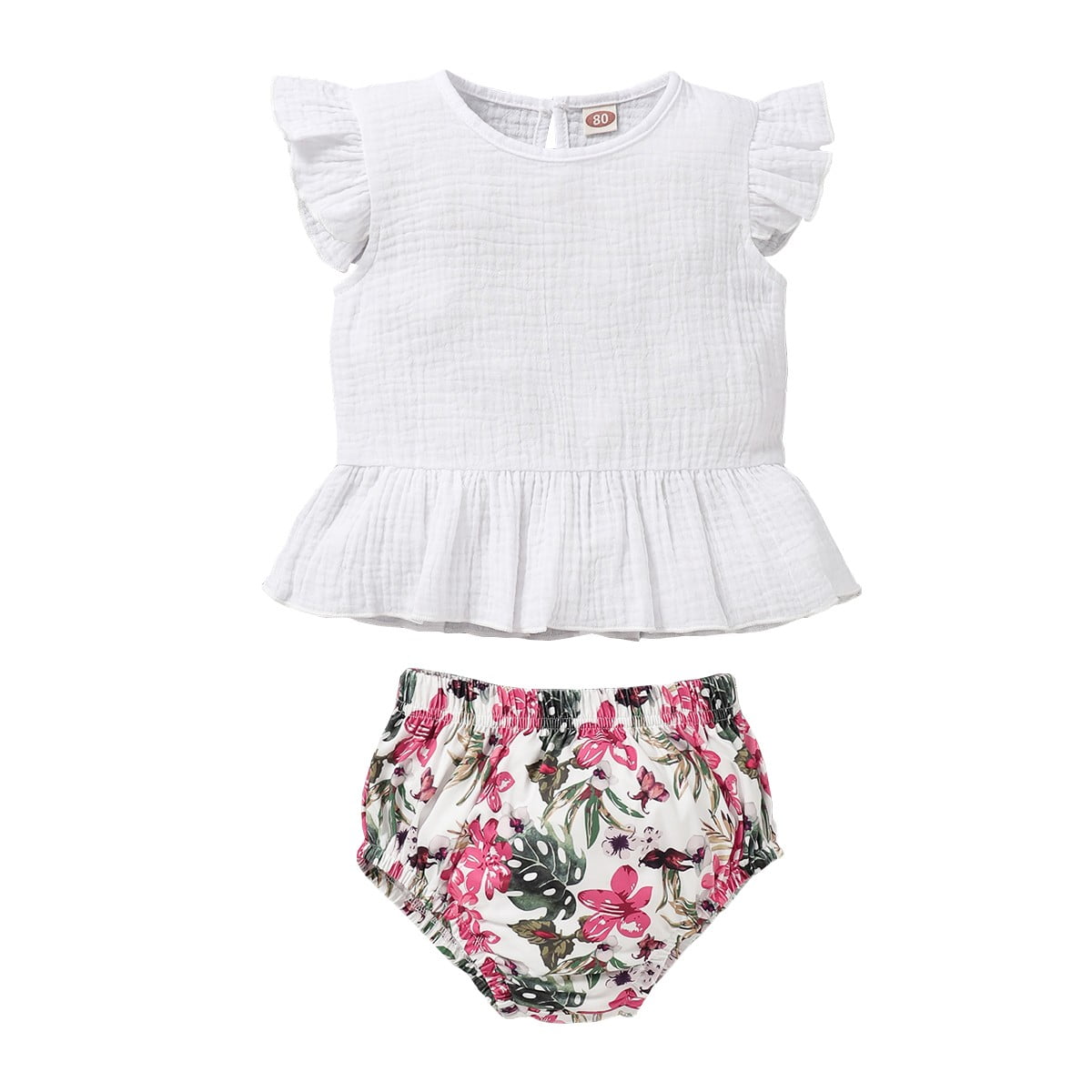 18 Months Infant Baby Girls Clothes 24 Months Toddler Girls Summer 2PCS Outfits Ruffle Flying