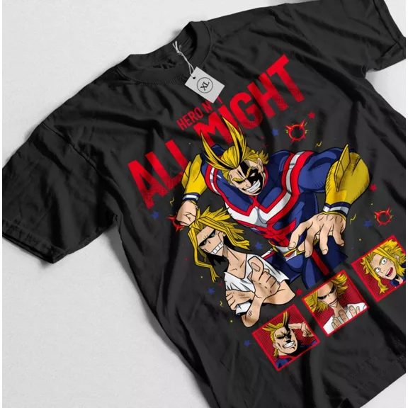 RARE All Might T-shirt Hawks My Hero Academia Boku Armor Strip Gift Shirt XS - 5XL