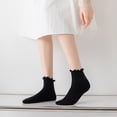 thumbnail image 2 of lanema 5 Pairs Women Vintage Black White Cotton Socks Student Casual Frilly Ruffle Trim Ankle Socks Hosiery, 2 of 18