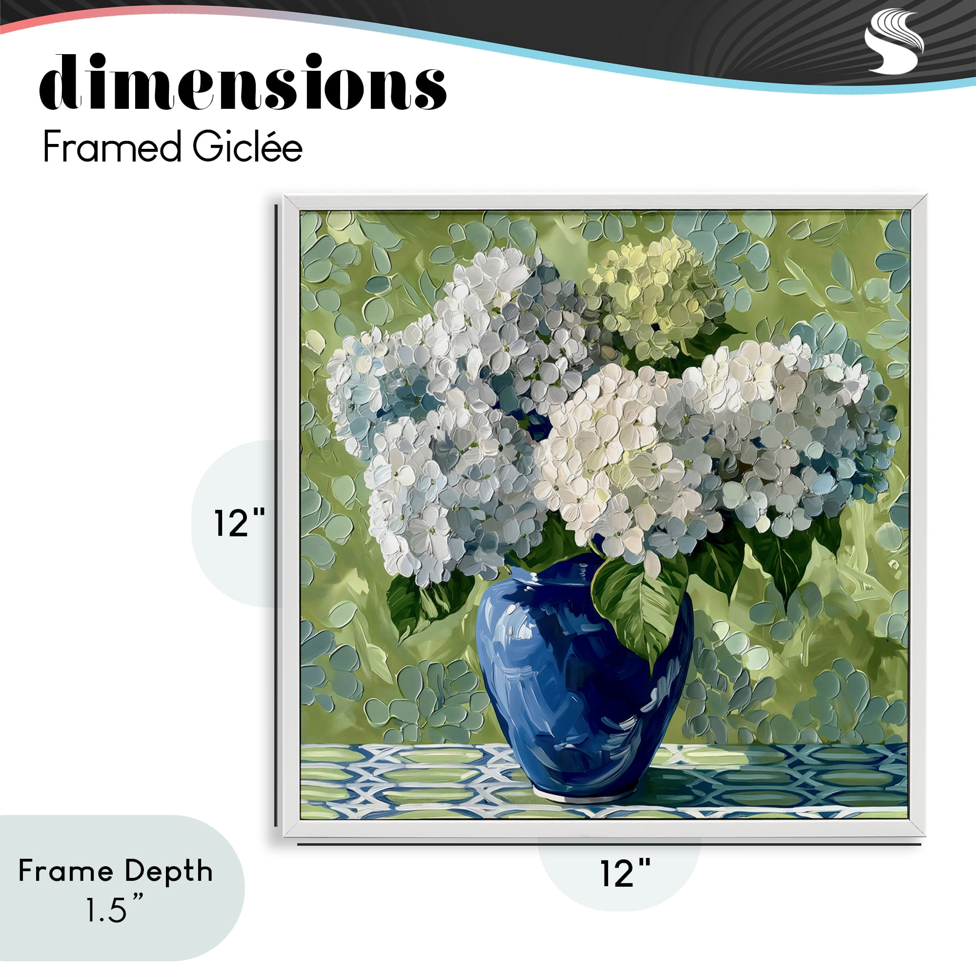 Stupell Industries White Hydrangeas in Blue Vase White Framed Giclee Art, design by Gina Kelly