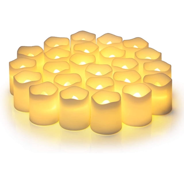 Velas votivas sin llama, velas votivas sin llama, velas votivas sin llama parpadeantes, velas ligeras de té Velas LED votivas en blanco cálido y ondas abiertas ShuxiuWang 9024715450722