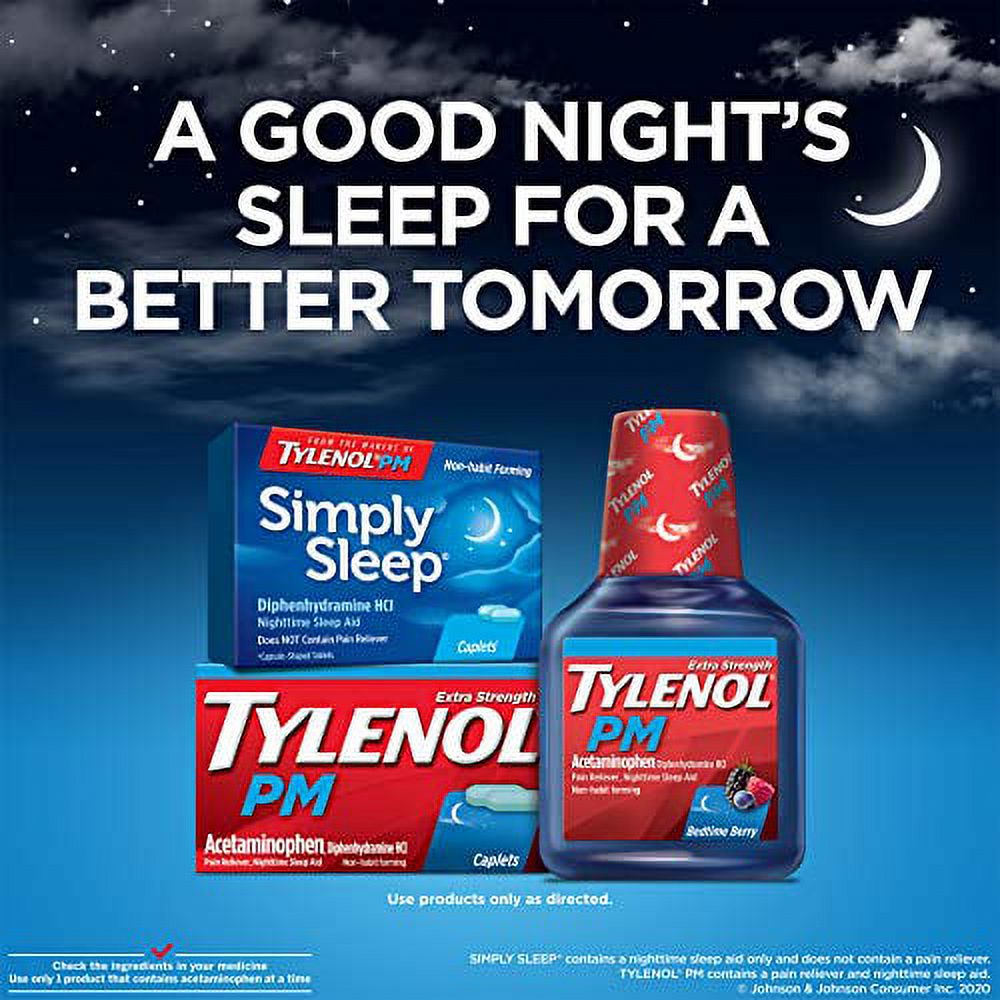 Simply Sleep Nighttime Sleep Aid Caplets with 25 mg Diphenhydramine HCl, Non-Habit Forming, 100 ct
