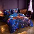 thumbnail image 2 of Manfei Space Astronaut Dino Animals 7pcs Queen Bedding,Neon Cloud Stars Bedding Comforter Set Queen,Blue Purple,Black Reversible, 2 of 5