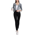 thumbnail image 2 of CHAQUETA DE JEAN CORTA SIN CUELLO PARA MUJERES CON MANGAS 3/4 EN GRIS HUMO TALLA L, 2 of 6