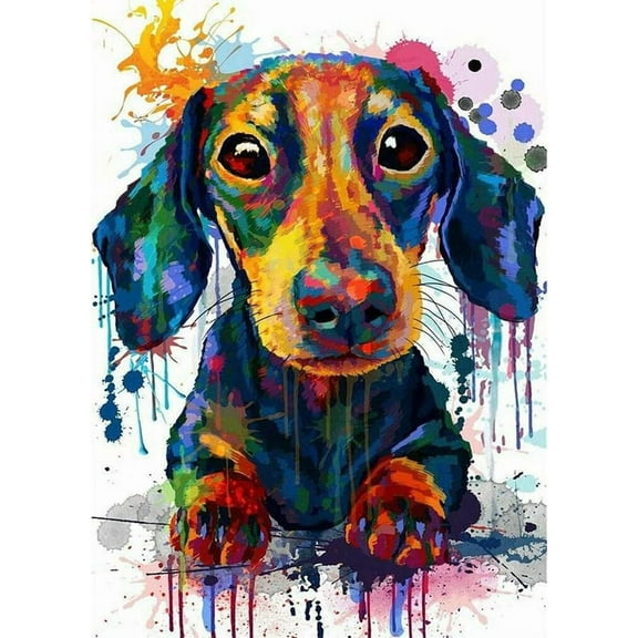 5D DIY Diamond Painting Kits for Adults,Round Full Drill Resin Beads Diamond Dots Art Craft Set,Dachshund,12x16inch