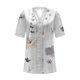 thumbnail image 2 of ICHUANYI Clearance Women Fashion Summer Sexy Fold Printed Regular Women Short Sleeves V Neck Button(White, L) ICHUANYI WER2023080803008, 2 of 4