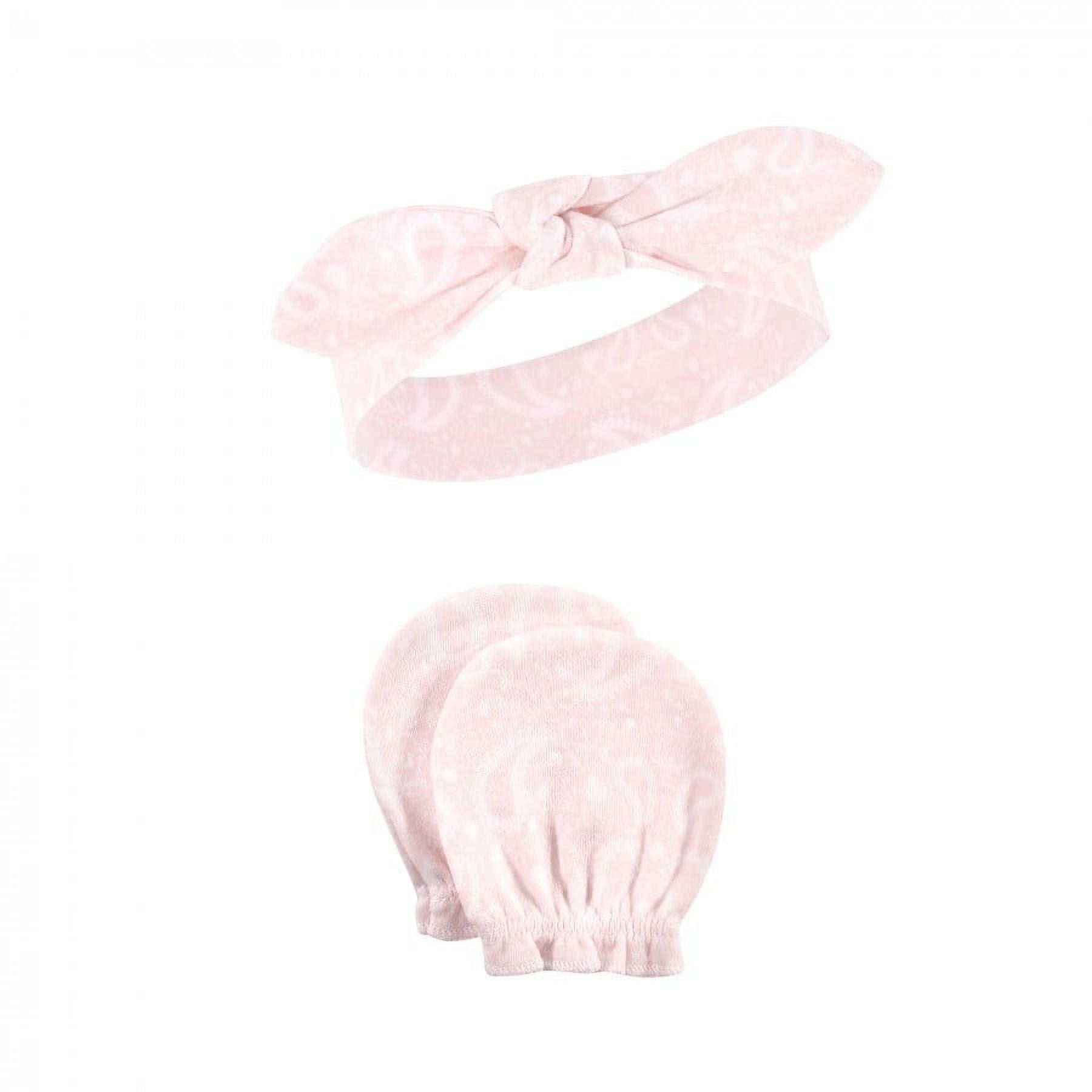 Hudson Baby Infant Girl Cotton Headband and Scratch Mitten