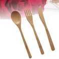 thumbnail image 2 of 3pcs Bamboo Forks Spoons Cutters Set Japanese Style Wood Cutlery Utensils Tableware for Dinner Barbecue (Spoon Fork and Cutter), 2 of 8