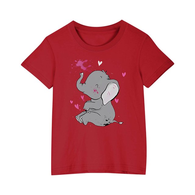 RXIRUCGD 2025 Vêtements d'Été pour Enfants T-shirt Imprimé Mode Mignon Col Rond Manches Courtes
