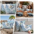 thumbnail image 5 of Blue Teal Coastal Outdoor Waterproof Pillow Covers, Summer Beach Nautical Coral Starfish Decorative Square Throw Pillowcase Sofa Cushion Sham for Patio/Couch/Chair, 16"x16" 2 Pack, 5 of 8