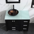 thumbnail image 4 of Wonline 36" Bathroom Vanity Cabinets W/ Tempered Glass Vessel Sink /Countertop /Mirror Black, 4 of 8