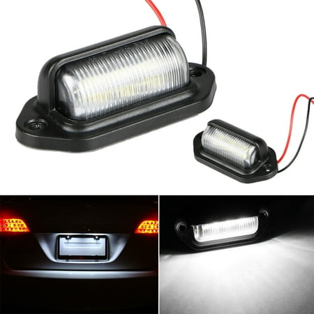 Chrome Led License Tag Light Universal 6 SMD 6 LED Xenon White Light 12V License Plate Tag Lights Interior Door Step Lamp Lamps for Car Truck SUV Trailer Van Vehicle ()
