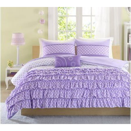 Mizone Girls 4 Piece Comforter Set Purple Full Queen Girls
