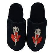 Betty Boop Ultra-Soft Adult Women's Plush Pinup Scuffs Cozy Non-Skid Slippers (Size Large, Belle Black)