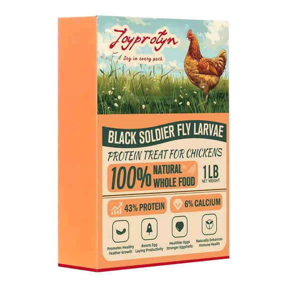 Joyprotyn Dried Black Soldier Fly Larvae Non-GMO High Protein Chicken Feed, 1 lb Bag