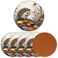 thumbnail image 2 of Hedgehog 6PCS Round Microfiber Leather Car Coasters, 11x11 cm/4.3x4.3 in - Set of 6 Drink Cup Holders for Car, Durable and Absorbent., 2 of 6