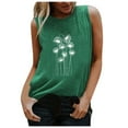 thumbnail image 1 of Pompotops Mode T-shirt Décontracté Sans Manches à Col Rond Imprimé Lettre pour Femmes Été, 1 of 4