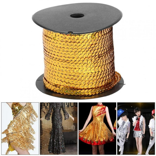 Filfeel Sequin Paillette Trim String Sequin String 6mm Cloth Auxiliary Decorative Accessory 100Yard For Jewellery Making, Ribbon Making, Costumes, Sewing And Embellishments