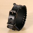 thumbnail image 3 of Pulsera de cuero para hombre, brazalete grande ajustable, brazalete negro, pulsera informal Punk Rock, Retro Vintage, 3 of 5