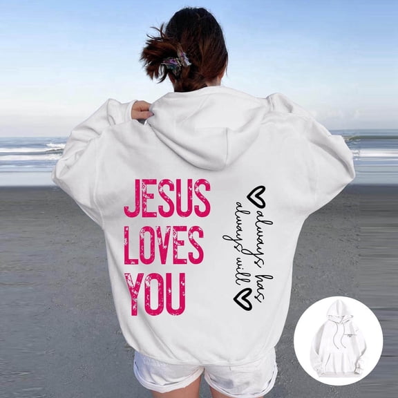 SIYUDAN Hoodies For Women Jesus Loves You Hooded Sweatshirts Graphic Hoodie Oversized Womens Pullover Sweatshirts Fall Clothes For Women Clothes Women